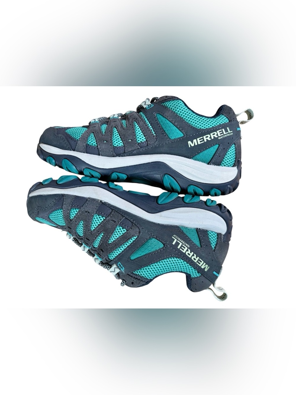 Merrell Accentor 3 WP Waterproof Hiking Shoes Teal / Navy / Blue Like New in Box - Picture 12 of 14